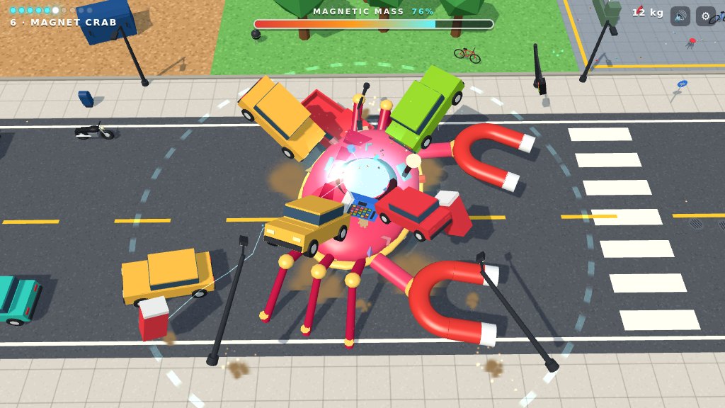 MechaMagnet.io — a magnetic crab ripping cars off the street